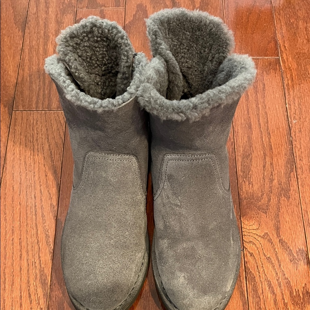 Ugg Gray Suede Shearling-Lined Ankle Boots